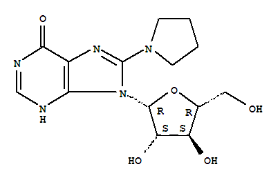 9-pentofuranosyl-8-(pyrrolidin-1-yl)-3,9-dihydro-6H-purin-6-one molecular structure