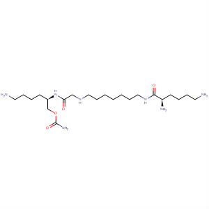 Hexanamide,2,6-diamino-N-[7-[[2-[[(1R)-5-amino-1-[[(aminocarbonyl)oxy]methyl]pentyl]amino]-2-oxoethyl]amino]heptyl]-, (2R)- molecular structure