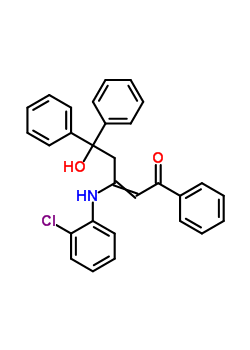3-[(2-chlorophenyl)amino]-5-hydroxy-1,5,5-triphenylpent-2-en-1-one molecular structure