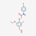 2-[2-ETHOXY-4-(HYDROXYMETHYL)-6-IODOPHENOXY]-N-(4-FLUOROPHENYL)-ACETAMIDE molecular structure