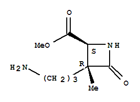 2-Azetidinecarboxylicacid, 3-(3-aminopropyl)-3-methyl-4-oxo-, methyl ester, (2R,3S)-rel- molecular structure