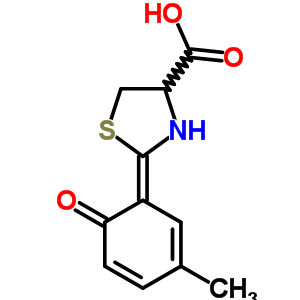 (2Z)-2-(3-methyl-6-oxocyclohexa-2,4-dien-1-ylidene)-1,3-thiazolidine-4-carboxylic acid molecular structure