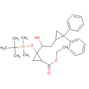 Cyclopropanecarboxylic acid,2-[[(1,1-dimethylethyl)dimethylsilyl]oxy]-2-[(2,2-diphenylcyclopropyl)methoxymethyl]-, ethyl ester molecular structure