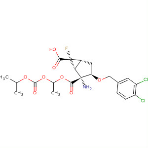 Bicyclo[3.1.0]hexane-2,6-dicarboxylic acid,2-amino-3-[(3,4-dichlorophenyl)methoxy]-6-fluoro-,6-[1-[[(1-methylethoxy)carbonyl]oxy]ethyl] ester, (1R,2R,3R,5R,6R)- molecular structure