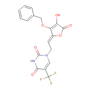 2,4(1H,3H)-Pyrimidinedione,1-[(2Z)-2-[4-hydroxy-5-oxo-3-(phenylmethoxy)-2(5H)-furanylidene]ethyl]-5-(trifluoromethyl)- molecular structure