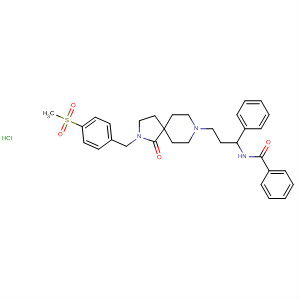 Benzamide,N-[3-[2-[[4-(methylsulfonyl)phenyl]methyl]-1-oxo-2,8-diazaspiro[4.5]dec-8-yl]-1-phenylpropyl]-, monohydrochloride molecular structure