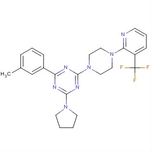 1,3,5-Triazine,2-(3-methylphenyl)-4-(1-pyrrolidinyl)-6-[4-[3-(trifluoromethyl)-2-pyridinyl]-1-piperazinyl]- molecular structure
