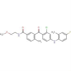 Benzamide,3-[2-chloro-4-[(4-fluoro-2-methylphenyl)amino]benzoyl]-N-(2-methoxyethyl)-4-methyl- molecular structure