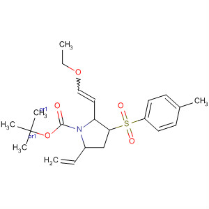 1-Pyrrolidinecarboxylic acid,5-ethenyl-2-(2-ethoxyethenyl)-3-[(4-methylphenyl)sulfonyl]-,1,1-dimethylethyl ester, (2R,3R,5R)-rel- molecular structure