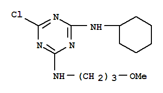 6-chloro-N-cyclohexyl-N-(3-methoxypropyl)-1,3,5-triazine-2,4-diamine molecular structure