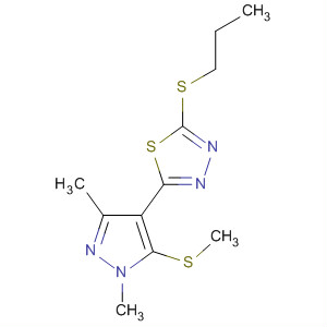 1,3,4-Thiadiazole,2-[1,3-dimethyl-5-(methylthio)-1H-pyrazol-4-yl]-5-(propylthio)- molecular structure