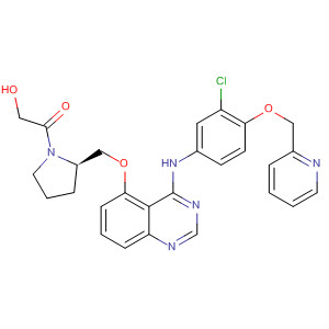 Pyrrolidine,2-[[[4-[[3-chloro-4-(2-pyridinylmethoxy)phenyl]amino]-5-quinazolinyl]oxy]methyl]-1-(hydroxyacetyl)-, (2R)- molecular structure
