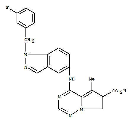 Pyrrolo[2,1-f][1,2,4]triazine-6-carboxylic acid, 4-[[1-[(3-fluorophenyl)methyl]-1H-indazol-5-yl]amino]-5-methyl- molecular structure
