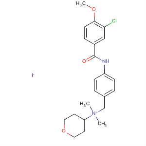 2H-Pyran-4-aminium,N-[[4-[(3-chloro-4-methoxybenzoyl)amino]phenyl]methyl]tetrahydro-N,N-dimethyl-, iodide molecular structure