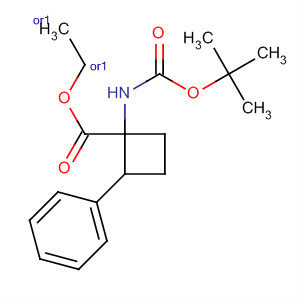 Cyclobutanecarboxylic acid,1-[[(1,1-dimethylethoxy)carbonyl]amino]-2-phenyl-, ethyl ester,(1R,2S)-rel- molecular structure
