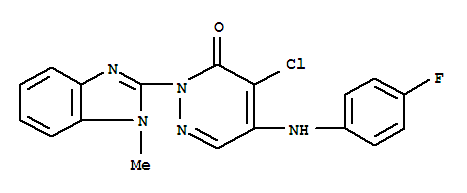 3(2H)-Pyridazinone,  4-chloro-5-[(4-fluorophenyl)amino]-2-(1-methyl-1H-benzimidazol-2-yl)- molecular structure
