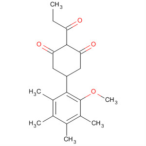 1,3-Cyclohexanedione,5-(2-methoxy-3,4,5,6-tetramethylphenyl)-2-(1-oxopropyl)- molecular structure