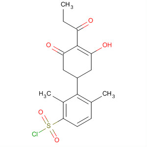 Benzenesulfonyl chloride,3-[3-hydroxy-5-oxo-4-(1-oxopropyl)-3-cyclohexen-1-yl]-2,4-dimethyl- molecular structure