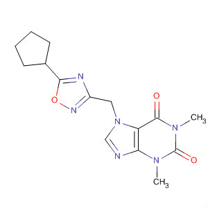 1H-Purine-2,6-dione,7-[(5-cyclopentyl-1,2,4-oxadiazol-3-yl)methyl]-3,7-dihydro-1,3-dimethyl- molecular structure