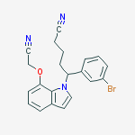 1H-INDOLE-1-PENTANENITRILE, .DELTA.-(3-BROMOPHENYL)-7-(CYANOMETHOXY)- molecular structure