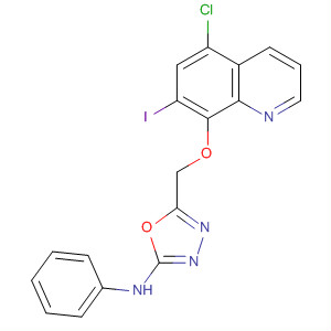 1,3,4-Oxadiazol-2-amine,5-[[(5-chloro-7-iodo-8-quinolinyl)oxy]methyl]-N-phenyl- molecular structure