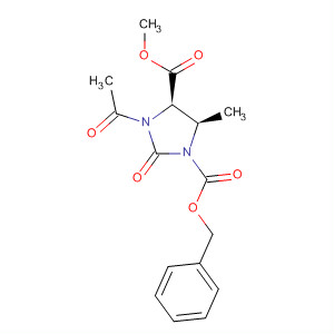 1,4-Imidazolidinedicarboxylic acid, 3-acetyl-5-methyl-2-oxo-, 4-methyl1-(phenylmethyl) ester, (4R,5R)- molecular structure