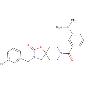 1-Oxa-3,8-diazaspiro[4.5]decan-2-one,3-[(3-bromophenyl)methyl]-8-[3-(dimethylamino)benzoyl]- molecular structure