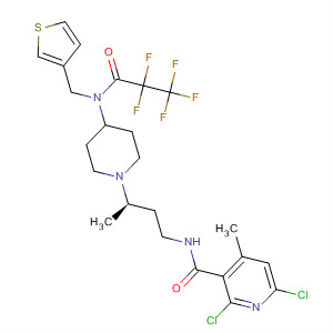 3-Pyridinecarboxamide,2,6-dichloro-4-methyl-N-[(3R)-3-[4-[(2,2,3,3,3-pentafluoro-1-oxopropyl)(3-thienylmethyl)amino]-1-piperidinyl]butyl]- molecular structure