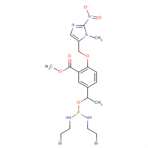 Benzoic acid,5-[1-[[bis[(2-bromoethyl)amino]phosphinyl]oxy]ethyl]-2-[(1-methyl-2-nitro-1H-imidazol-5-yl)methoxy]-, methyl ester molecular structure