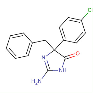 4H-Imidazol-4-one,2-amino-5-(4-chlorophenyl)-3,5-dihydro-5-(phenylmethyl)- molecular structure