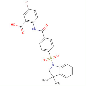 Benzoic acid,5-bromo-2-[[4-[(2,3-dihydro-3,3-dimethyl-1H-indol-1-yl)sulfonyl]benzoyl]amino]- molecular structure