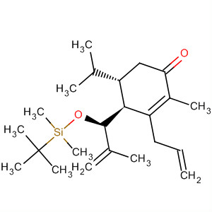2-Cyclohexen-1-one,4-[(1S)-1-[[(1,1-dimethylethyl)dimethylsilyl]oxy]-2-methyl-2-propen-1-yl]-2-methyl-5-(1-methylethyl)-3-(2-propen-1-yl)-, (4S,5S)- molecular structure