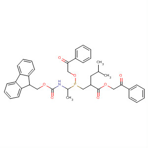Pentanoic acid,2-[[[1-[[(9H-fluoren-9-ylmethoxy)carbonyl]amino]ethyl](2-oxo-2-phenylethoxy)phosphinyl]methyl]-4-methyl-, 2-oxo-2-phenylethyl ester molecular structure