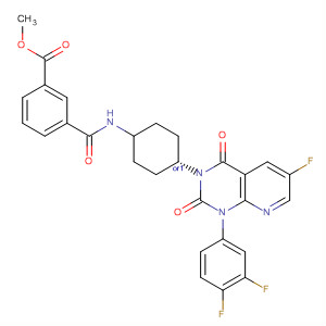 Benzoic acid,3-[[[cis-4-[1-(3,4-difluorophenyl)-6-fluoro-1,4-dihydro-2,4-dioxopyrido[2,3-d]pyrimidin-3(2H)-yl]cyclohexyl]amino]carbonyl]-, methyl ester molecular structure
