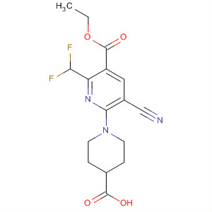 3-Pyridinecarboxylic acid,6-(4-carboxy-1-piperidinyl)-5-cyano-2-(difluoromethyl)-, ethyl ester molecular structure