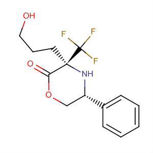 2-Morpholinone, 3-(3-hydroxypropyl)-5-phenyl-3-(trifluoromethyl)-,(3S,5R)- molecular structure