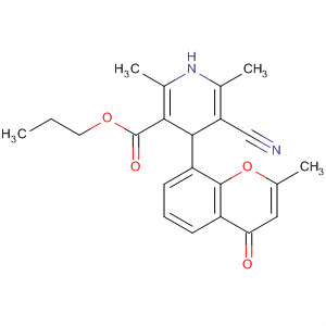 3-Pyridinecarboxylic acid,5-cyano-1,4-dihydro-2,6-dimethyl-4-(2-methyl-4-oxo-4H-1-benzopyran-8-yl)-, propyl ester, (4R)- molecular structure