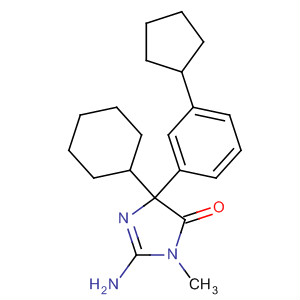 4H-Imidazol-4-one,2-amino-5-cyclohexyl-5-(3-cyclopentylphenyl)-3,5-dihydro-3-methyl- molecular structure