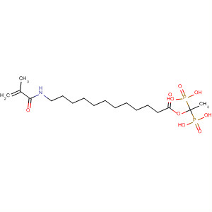 Dodecanoic acid, 12-[(2-methyl-1-oxo-2-propenyl)amino]-,1,1-diphosphonoethyl ester molecular structure