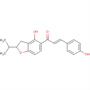 2-Propen-1-one,1-[2,3-dihydro-4-hydroxy-2-(1-methylethyl)-5-benzofuranyl]-3-(4-hydroxyphenyl)-, (2E)- molecular structure