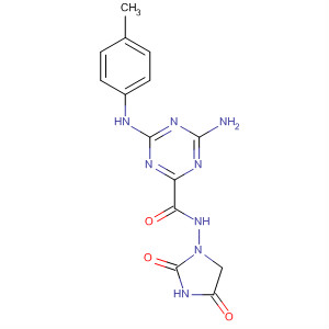 1,3,5-Triazine-2-carboxamide,4-amino-N-(2,4-dioxo-1-imidazolidinyl)-6-[(4-methylphenyl)amino]- molecular structure
