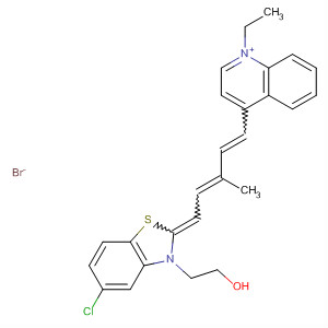 Quinolinium,4-[5-[5-chloro-3-(2-hydroxyethyl)-2(3H)-benzothiazolylidene]-3-methyl-1,3-pentadienyl]-1-ethyl-, bromide molecular structure